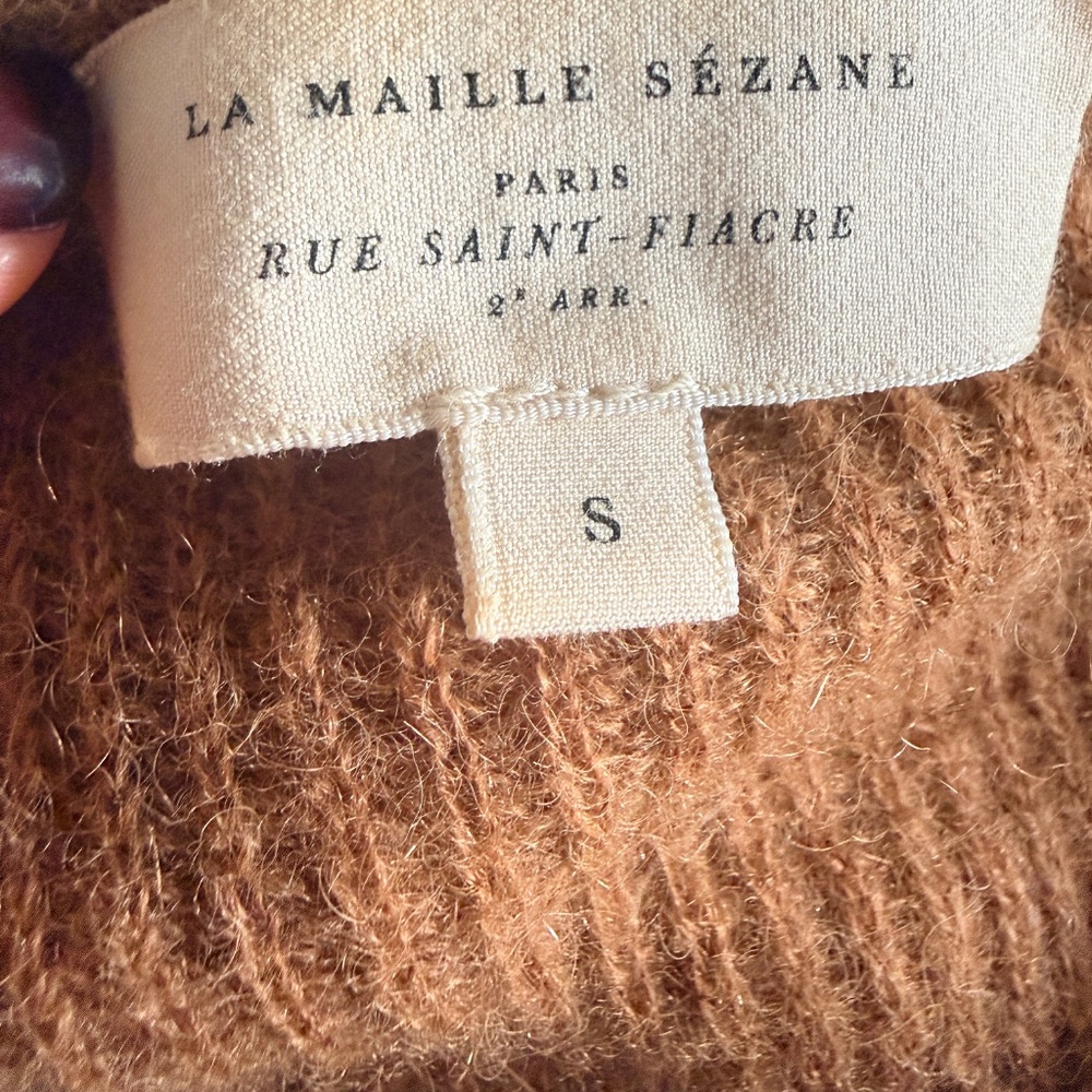 Sezane Brown Cozy Button-Front Sweater Cardigan - Picture 2 of 6